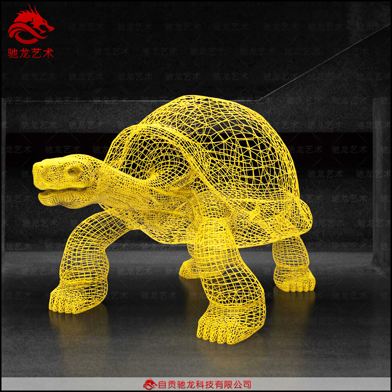 犀牛龟造型铁艺镂空编织美陈雕塑摆件(图2)
