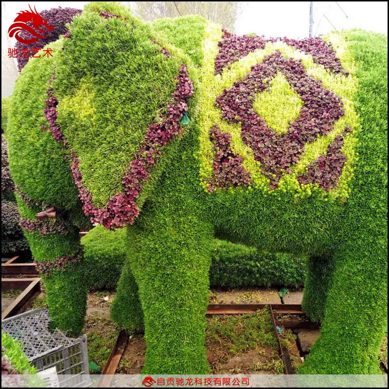 四川绿雕制作-楼盘草坪大象草雕