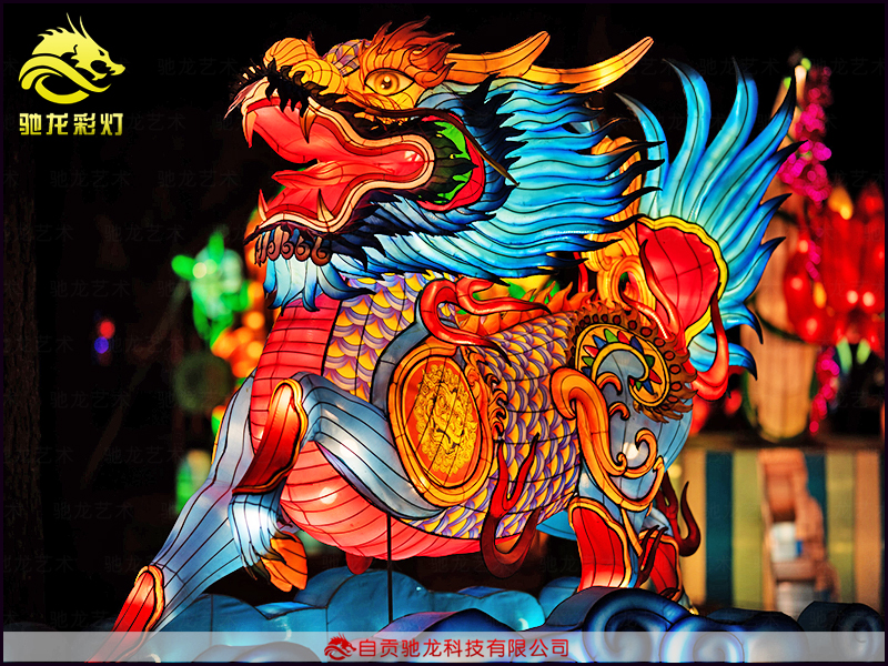 中国神兽之瑞兽麒麟造型彩灯(图2)